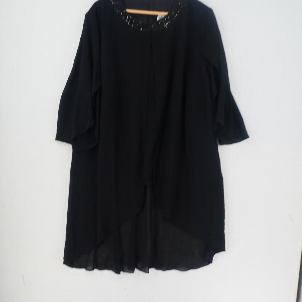 NEW Hanna Nikole Women's 18W 2 Pc Black Chiffon Pant Suit Formal Flowy Plus Size - Picture 7 of 15